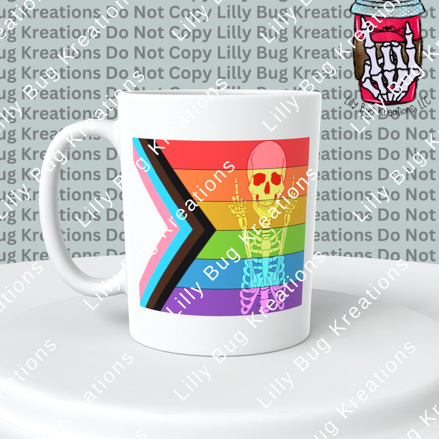 Progressive Pride Flag with Skeleton Mug